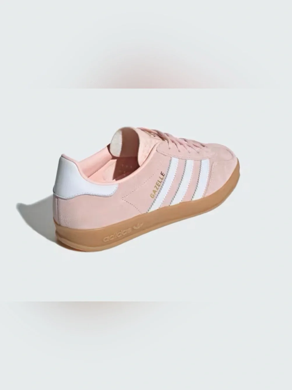 Adidas Gazelle Women’s Light Pink Suede Sneakers with White Stripes. - Picture 4 of 5
